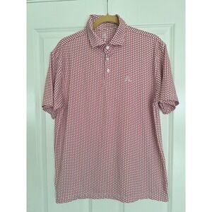 Rhoback Polo Shirt Mens M  Red White Golf Performance Stretch Outdoor Casual Dog